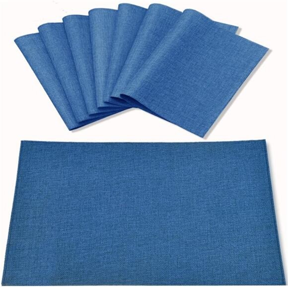 Cloth Placemats Set of 8, Linen Type Fabric Placemats Machine Washable Placemats - Picture 1 of 7